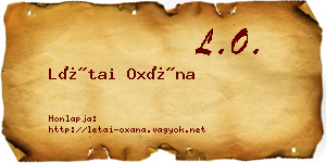Létai Oxána névjegykártya